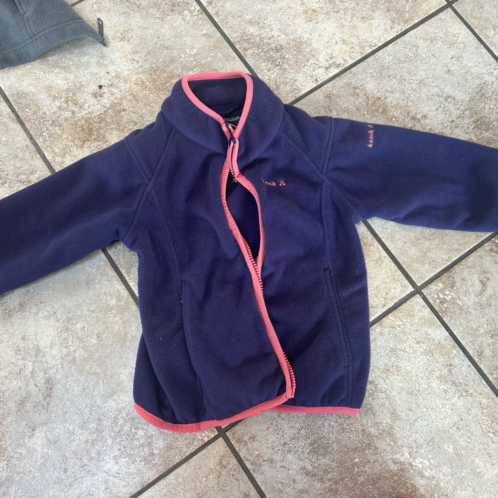 Kamik Navy Fleece Jacket with Pink Trim